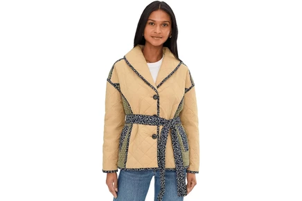 Пальто Avec Les Filles Quilted Wrap Jacket With Belt
