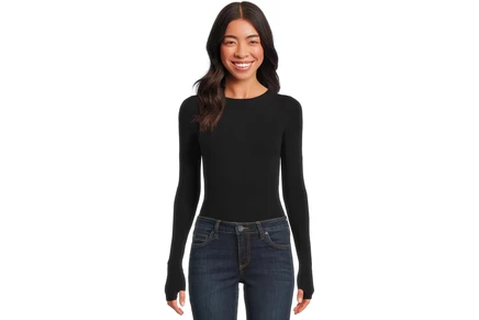 Commando Ballet Long Sleeve Bodysuit w/ Thumbholes black