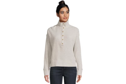Женская кофта Faherty Apres Waffle Henley, светло-серый меланж