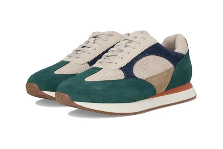 green/beige/navy suede