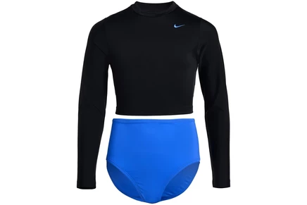Купальник Nike Kids Effortless Essential Color Block Long Sleeve Crop Top & High Waist Set (Big Kid)