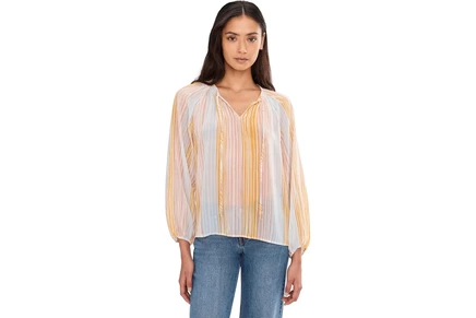 Блузка Vince Camuto Tie Neck Shirring Long Sleeve