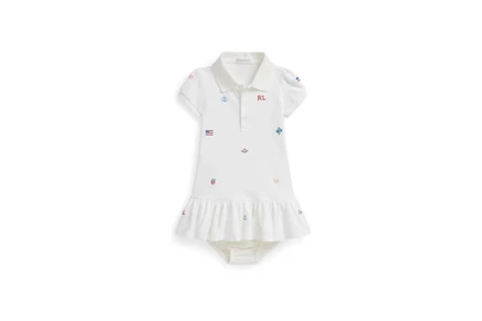 Платье Polo Ralph Lauren Kids Embroidered Cotton Polo Dress & Bloomer (Infant)