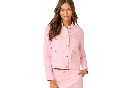Женская джинсовая куртка Lilly Pulitzer с меховой подкладкой, розовая