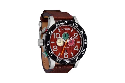 Nixon 51-30 Chrono Leather silver/rosewood/chocolate