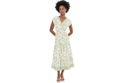 Платье Vince Camuto Surplice Dolman Sleeve Midi Tiered Dress