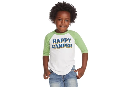 Мужская рубашка Chaser Kids Happy Camper Raglan Tee (Toddler/Little Kids) white