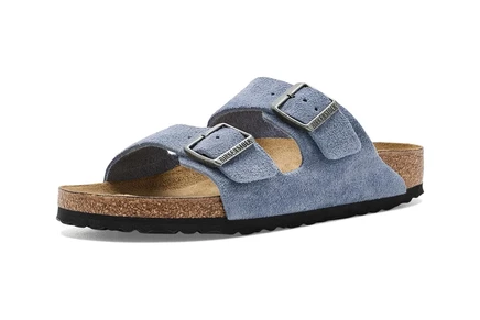 Женские замшевые сандалии Birkenstock Arizona, серо-синие