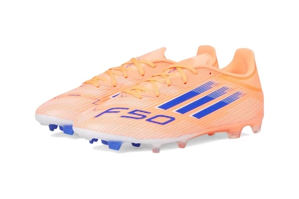 Унисекс бутсы Adidas F50 League FG, бело-оранжево-голубые