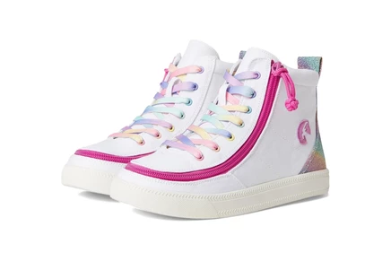 Женские кроссовки BILLY Footwear Kids Classic Lace High (Toddler/Little Kid/Big Kid) white rainbow