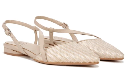 Naturalizer Hawaii Pointed Toe Slingback Flats opal natural/tan fabric