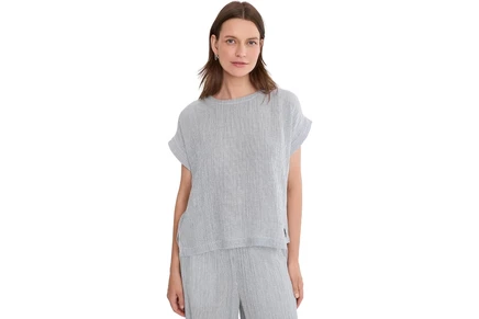 Женская футболка Eileen Fisher Striped Organic Cotton Gauze Round Neck Top
