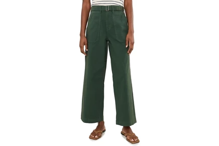NICZOE Highland Wide Leg Soft Stretch Belted Ankle palm