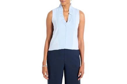 NICZOE Petite Ruffled Around Tank paper white