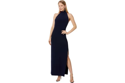 Платье Norma Kamali Halter Turtle Side Slit Gown