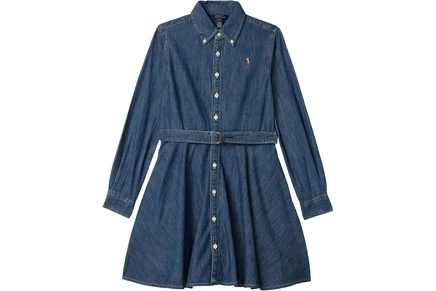 Платье Polo Ralph Lauren Kids Belted Cotton Denim Shirtdress (Big Kids)