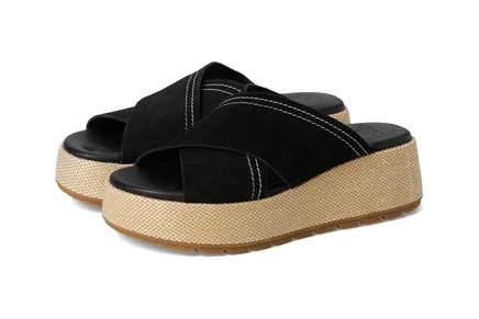 Женские шлепанцы на платформе Sorel Sunpeak Platform, черно-коричневые