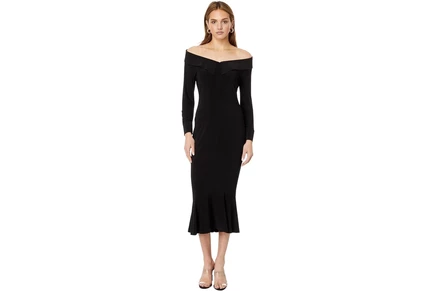 Платье Norma Kamali Off Shoulder NK Shirt Fishtail Dress To Midcalf