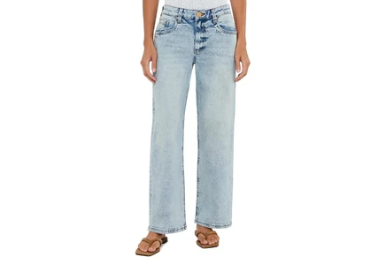 Джинсы KUT from the Kloth Petite Selena Baggy Low Rise Straight Leg Clean Hem in Enthusiastic