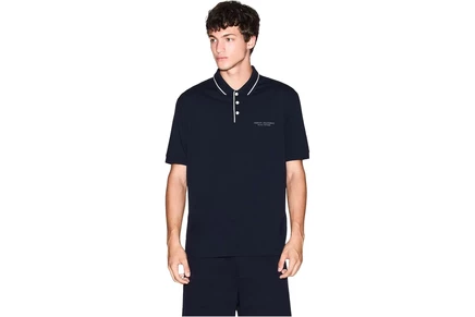 Мужская поло Armani Exchange Milano/New York Logo, темно-синяя