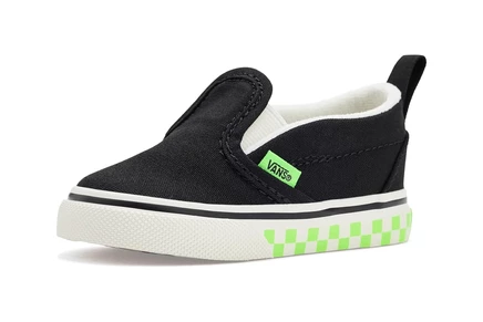 Детские кеды Vans Kids Slip-On V без шнурков, черно-зеленые