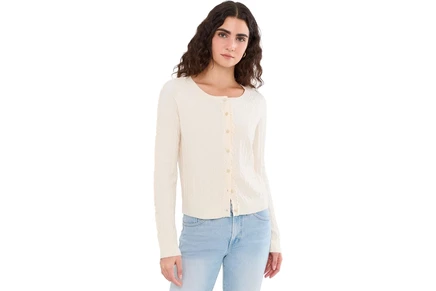 Кардиган Liverpool Los Angeles Long Sleeve Button Front Cardigan Sweater with Ruffles