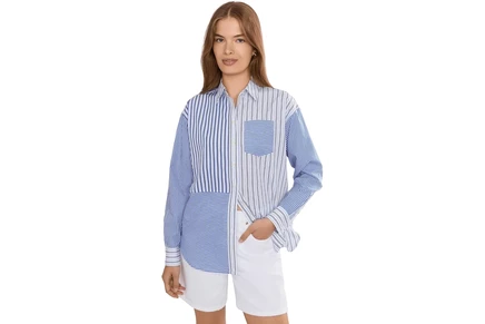 Женская футболка Lauren Ralph Lauren Petite Relaxed Fit Striped Broadcloth Shirt