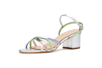 Туфли Cinq a Sept Nicole Strappy Metallic Block Heel Sandals