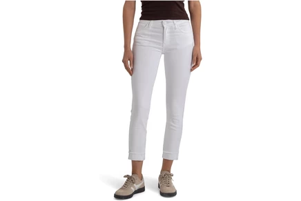 Джинсы KUT from the Kloth Amy Crop Straight Leg Roll-up Fray In Optic White