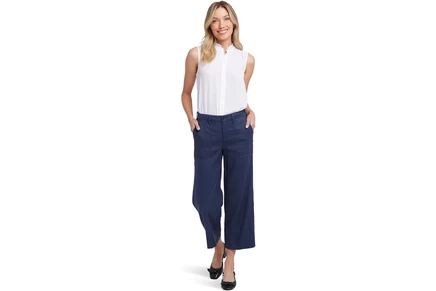 Брюки NYDJ Petite Wide Leg Cargo Capri Pants in Oxford Navy