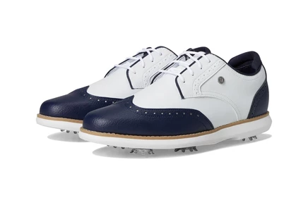 Женские кроссовки FootJoy Traditions Shield Tip Golf Shoes white/navy/white