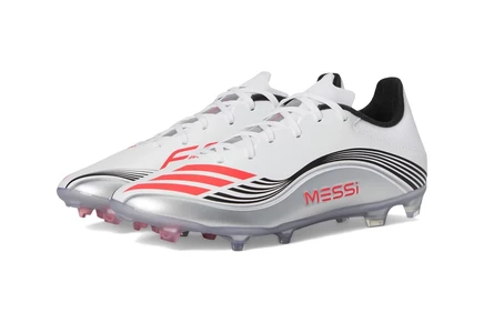adidas F50 Messi League Firm/Multi Ground Soccer Cleats white/lucid red/silver metallic