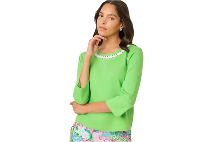 Женский топ Lilly Pulitzer Clairmont с рукавом 3/4, светло-зеленый
