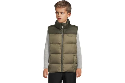 Пальто Columbia Kids Puffect Vest (Little Kid/Big Kid) stone green/greenscape