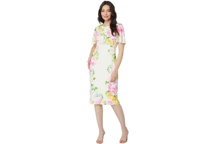 Платье Maggy London Matte Jersey Floral Dress with Sheer Overlay
