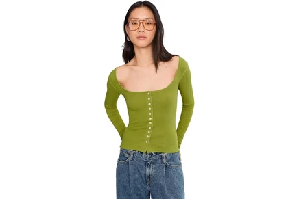 Женский лонгслив Free People End Game Pointelle, зеленый