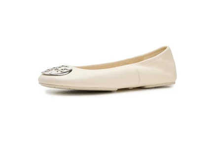 Женские балетки Tory Burch Reva Travel, кремовые/серебристые