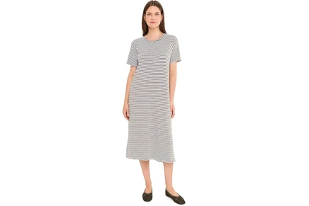 Женское платье Eileen Fisher полосатое миди, оливковое