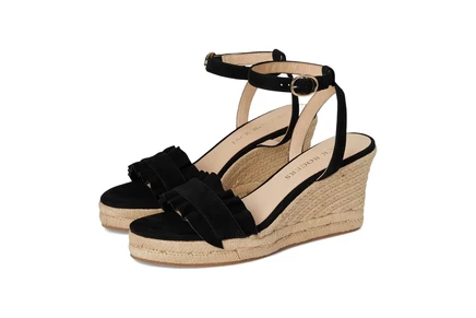 Jack Rogers Rozette Ruffle Wedge - Suede black
