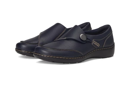navy tumbled leather