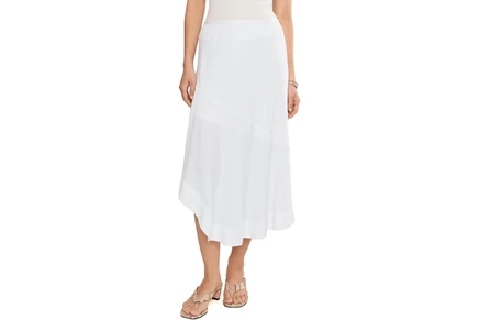NICZOE Petite Long Engagement Rumba Linen Skirt paper white