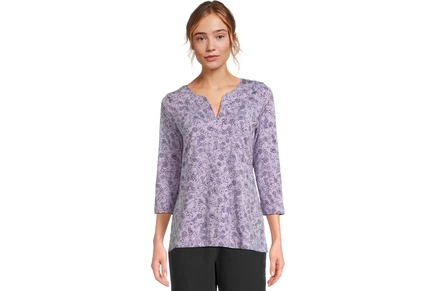 Купальник L.L.Bean Pima Tops Split-Neck Tunic 3/4 Sleeve Print