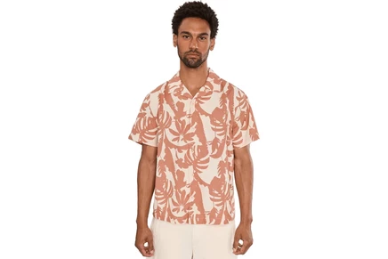 Мужская рубашка Liverpool Los Angeles Short Sleeve Button-Up Camp Shirt