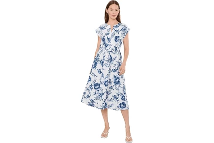 Платье Calvin Klein Cap Sleeve Floral Cotton A-Line Midi