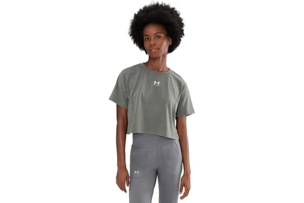 Under Armour Rival Boxy Tee Wash clay green/white