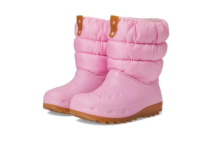 Детские зимние ботинки Crocs Classic Neo Puff, розовые