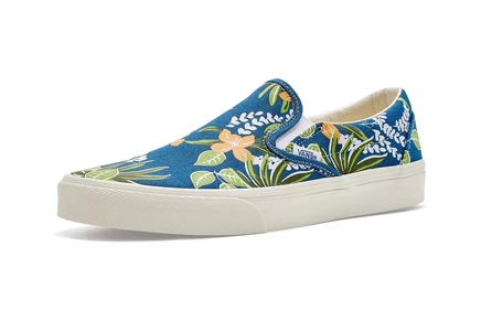 Мужские слипоны Vans Classic Slip-On, темно-синие с цветами