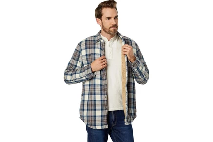 Мужская рубашка L.L.Bean Sherpa Lined Scotch Plaid Shirt Long Sleeve Regular