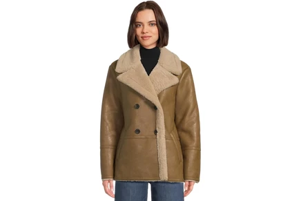 Пальто Avec Les Filles Faux Shearling Peacoat