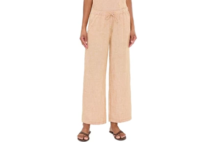Lilly Pulitzer Brawley Linen Crop Pants iced latte x resort white
